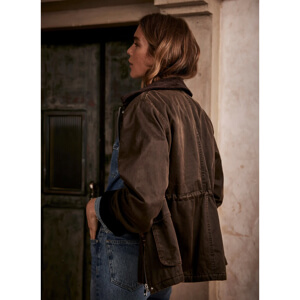 Mint Velvet Brown Distressed Wax Cotton Blend Jacket